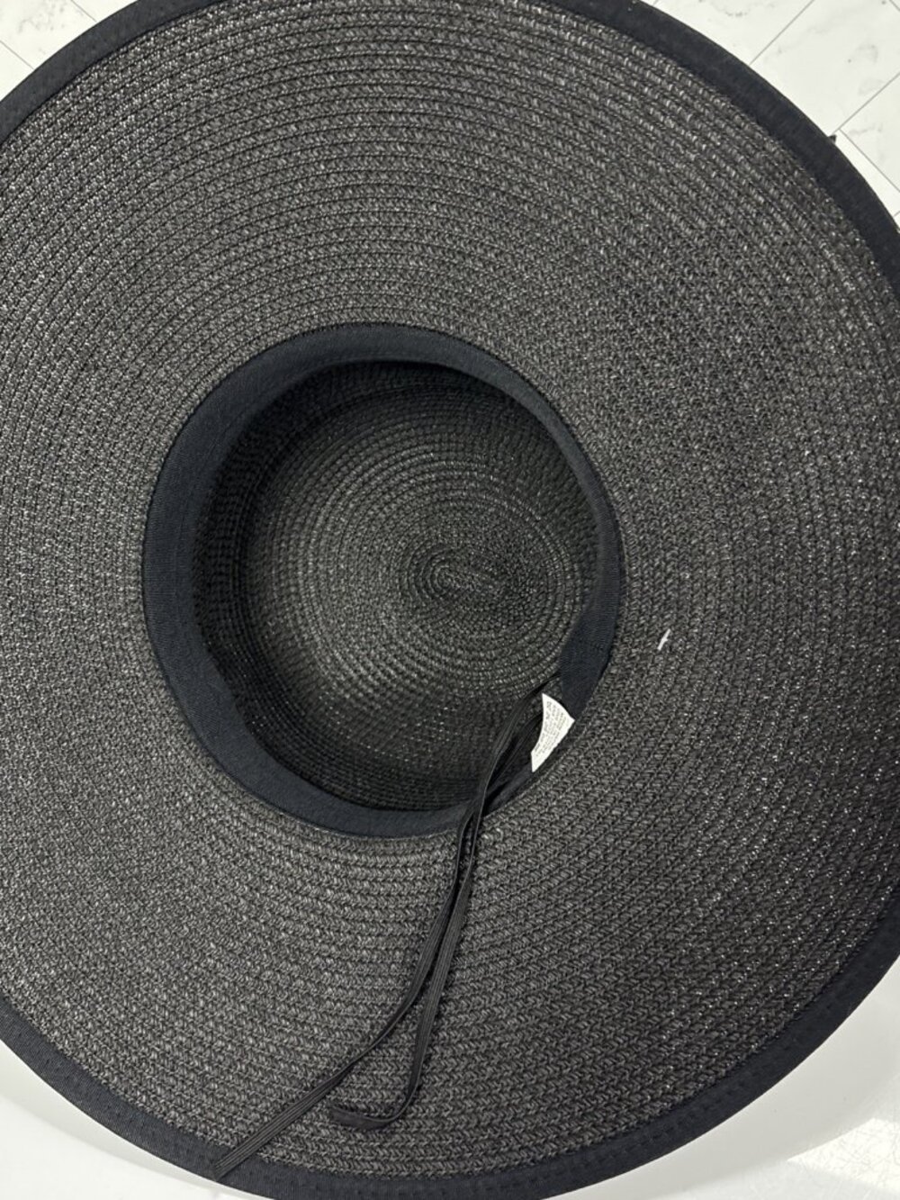 NWT Jeanne Simmons Women's Summer Straw Woven Wide Brim Beach Hat Black Bow Cute - Picture 13 of 16